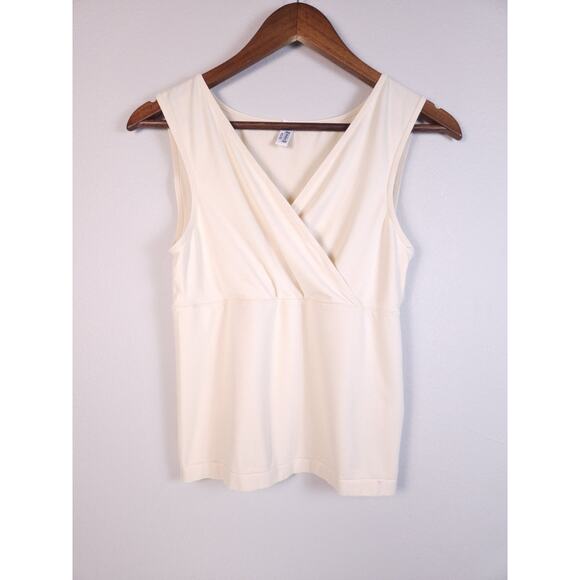 Wolford Tank Top Light Ivory Medium Basic Wrap Bust Slim Sleeveless Stretch - Picture 1 of 12